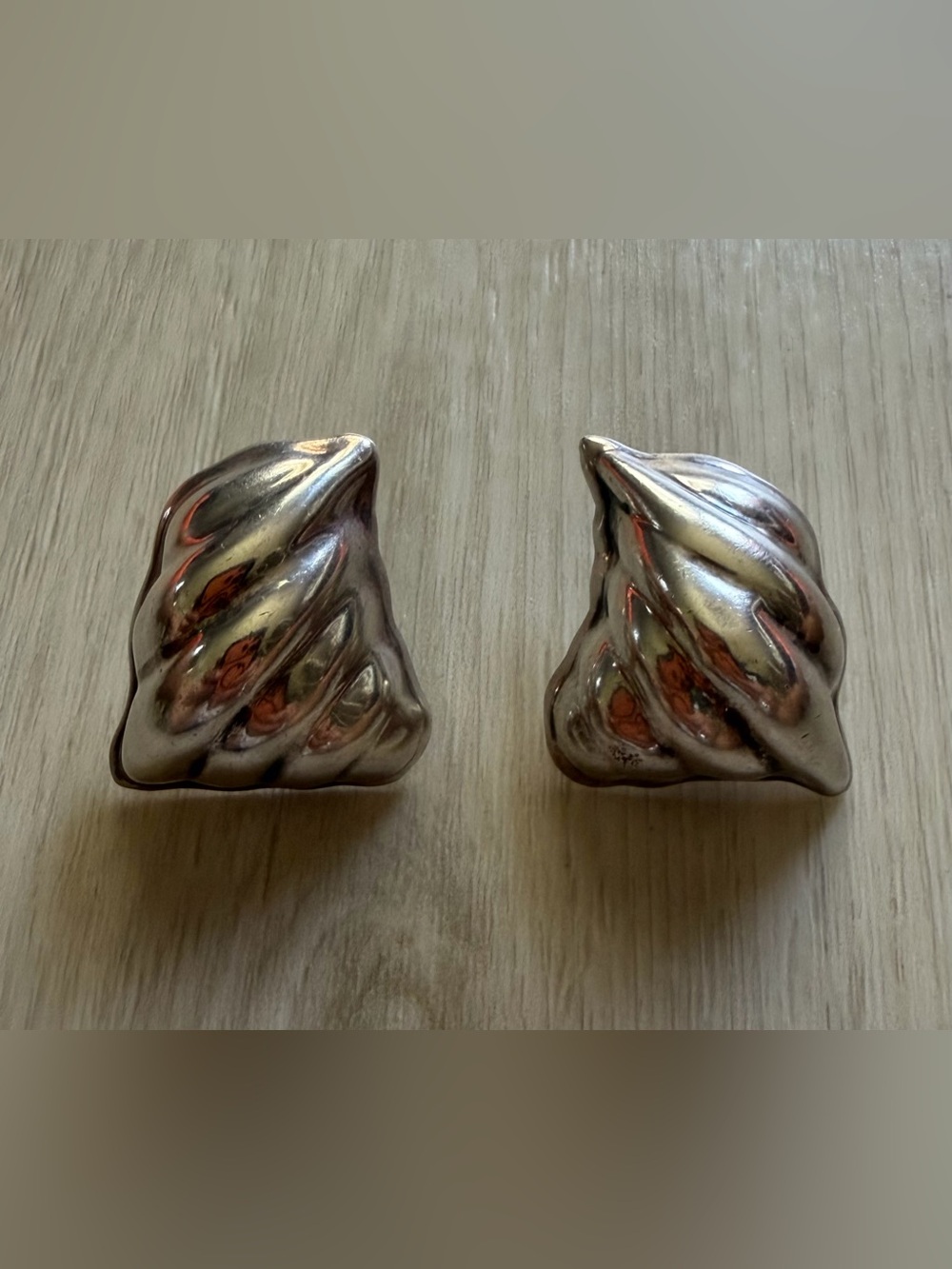 Vintage Mexico TV-41 950 Sterling SIlver Modernist Ribbed Statement Earrings 21g